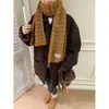 Bufanda de Punto a Rayas Coreana de Lana para Mujer 2025 Nuevo Otoño e Invierno Engrosada Protección para el Cuello Bufanda Cálida Tendencia Decorativa