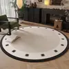 Alfombra Redonda Retro para Sala de Estar, Alfombrilla para Mesa de Centro de Sofá de Alta Gama, Alfombrilla para Pies de Silla de Ordenador, Alfombrilla de Piso para Dormitorio Estilo Japonés