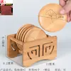 Juego de posavasos redondos de bambú, tapete aislante del calor para taza de té, posavasos cuadrado de kung fu, accesorios para ceremonia del té, tapete para taza de té