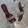 Zapatillas de Verano 2025 de Talla Grande Transfronteriza de Tacón Grueso de una Línea y Punta Abierta para Mujer, Sandalias de Diamantes de Imitación de Punta Cuadrada y Tacones Altos