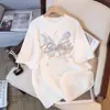 Camiseta de Algodão Puro com Estampa de Manga Curta para Mulheres, Solta e Versátil, Verão 2026, Nova para Estudantes, Casual, Estilo Coreano, Mesmo Estilo para Homens e Mulheres A3672