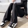 Pantalones Skinny Negros de Otoño con Tiburón para Mujer Pantalones de Cintura Alta Ajustados Adelgazantes de Pierna Ancha para Trapear Pantalones Versátiles Pantalones de Pierna Ancha para Trapear