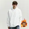 Moletom com Capuz Espesso Liso Forrado com Fleece Outono/Inverno 2026 para Homens, Pulôver Casual Solto, Blusa da Moda para Adolescentes Atacado