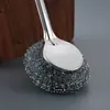 Cepillo para Ollas Modelo Nuevo de 26 Años para Uso en Cocina, Almacenamiento Colgante, Mango Largo de Acero Inoxidable Engrosado, Cepillo para Ollas de Bola de Lana de Acero Ahorrador de Esfuerzo