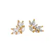 Pendientes de Cobre con Forma de Mariposa de Circonita Marquise con Incrustaciones de Circonita, Pendientes Elegantes Chapados en Oro, Pendientes de Gama Alta Estilo Ins al por Mayor