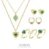 Collar Colgante Cuadrado con Forma de Diamante de Cuerda Retorcida Dorada de Plata de Ley S925 Yuanfan para Mujer, Conjunto de Joyería de Corazón Versátil de Alta Gama