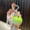 Pingente de chaveiro de corrente de pérolas com espiga de milho, chaveiro fofo de milho para casais, chaveiro para carro e bolsa