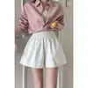 Shorts blancos para mujer 2026 verano nuevo falda-pantalón de encaje pantalones casuales holgados versátil de cintura alta falda corta de línea A