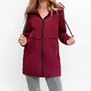 Cortavientos Casual de Otoño e Invierno para Exterior, Impermeable, con Cintura, Capucha, Chaqueta de Longitud Media, Chaqueta para Mujer Rusa