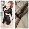 Lencería Sexy para Mujer, Atractiva y Seductora, Bata Transparente con Ribete de Encaje Talla Plus, Bata con Lazos, Venta al por Mayor y Dropshipping