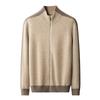 100% Cachemir Otoño e Invierno 2026 Nuevo Suéter Cardigan de Punto con Cremallera para Hombre, Cuello Medio Alto, Estilo Commuter