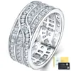 Anel Trançado de Múltiplas Camadas com Moissanita em Prata S925 Anel Feminino Luxuoso de Alto Padrão com Moissanita Joia de Prata Elegante e Versátil