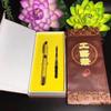 Pluma de Firma de Doble Propósito de Nanmu Dorado, Pluma Artesanal de Nanmu de Hoja Grande de Grado Empresarial, Pluma Estilográfica, Bolígrafo, Pluma de Doble Propósito, Madera Sólida