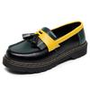 Mocasines con borlas ADRIAN para mujer, de piel auténtica, estilo británico, con diseño de bloques de color y punta redonda, informales, para estudiantes.