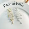 Moda de Lujo Accesible Francesa Pendientes de Borla Completamente Diamantados de Gama Alta Chapados en Cobre Oro Real de 18K Pendientes Elegantes de Corazón para Mujer