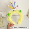 Diadema de Cabeza de Monstruo Pequeño de Pelo Largo para Mujer, Linda y Fea, Máscara Facial para Lavar con Cara Cornuda, Pasador de Pelo Triturado, Diadema Creativa Divertida