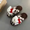Pantuflas de Algodón con Estampado de Leopardo y Gato Kt para Mujer, Nuevas de Otoño e Invierno, Lindas de Interior para el Hogar, Antideslizantes, de Punta Cerrada, Peludas