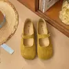 Combinado com nova saia de verão francesa retrô plana ultrassuave sapatos femininos Birken Mary Jane sapatilhas decotadas