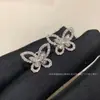 Pendientes de Mariposa Fantasma Versión Alta Gejia Versión Seiko V Oro Pendientes Completos de Diamante Doble Capa Estéreo Pendientes de Moda Europeos y Americanos