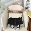 2024 Nuevo Verano Niños Cuello Redondo Letra Tie-Dye Manga Corta Algodón Dinosaurio Pantalones Conjunto de Dos Piezas Fabricante Venta al por Mayor