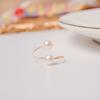 Anillo Minimalista de Perla Natural de Agua Dulce Sentido Nicho Femenino Oro US 14k Doble Cuenta Anillo de Novia Anillo Anillo