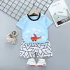 Conjunto infantil de manga curta algodão meninas novo verão meninos camiseta shorts bebê coreano meia manga roupas infantis atacado