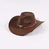 Sombrero Vaquero Occidental de Bloques de Color con Cinturón, Sombrero Transfronterizo de Amazon, Estilo Étnico Vintage Versátil Sombrero de Jazz, Bombín