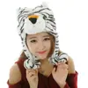 Chapéu de Pelúcia Espesso de Animal Cartoon de Inverno para Adultos e Crianças, Chapéu para Apresentações, Luvas de Proteção para Orelhas, Tecido de Cachecol, Boneca de Pano