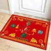 Tapete de Chão de Veludo de Cristal Auspicioso Feng Shui, Tapete Antiderrapante Raspador de Sujeira para Porta de Entrada, Tapete Vermelho Festivo para Entrada de Casa
