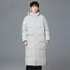 Chaqueta de plumas deportiva para hombre y mujer, estilo largo hasta la rodilla, engrosada para invierno, abrigo cálido, logo personalizable, corte holgado