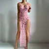 Bata Sexy Transfronteriza de Amazon para Mujer, Vestido Largo Floral con Abertura, Atractiva Lencería de Deseo Puro, Al por Mayor en Stock