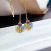 Venta al por mayor de fábrica Pendientes Populares de Piedras Preciosas Naturales Plata S925 Incrustado Piedra Principal 4*4 Fábrica de Joyería Ventas Directas