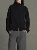 Cardigã de malha de lã pura estilo europeu com gola alta para mulheres, suéter grosso elegante de outono e inverno com corte solto, blusa de base, peça de sobreposição