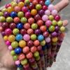 Pulseira de contas redondas naturais coloridas transfronteiriça semiacabada topázio bege cor mista contas soltas DIY acessórios de joalheria com miçangas no local