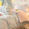 Urso de Natal Desenho Animado Algodão Algodão Cama Quatro Peças Inverno Veludo Leite Capa de Edredom Flange Veludo Coral Lençol de Cama Três