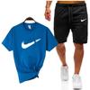 Traje deportivo informal de manga corta con camiseta de manga corta y parte superior de algodón para hombre de verano transfronterizo en stock