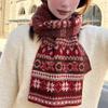 Bufanda Nueva de Alta Gama Casual Versátil Engrosada Cálida Estilo Fair Isle Invierno Bufanda Tejida Jacquard Retro para Mujer