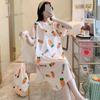 Camisón de Verano para Mujer Popular en Línea Ropa para el Hogar Delgada de Manga Corta Pijama Talla Grande Suelto Dibujos Animados Mujeres Embarazadas Largo Medio