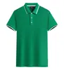 Nueva polo de manga corta de algodón peinado de 210 g con doble ribete y cuello de contraste, adecuada para uniformes corporativos, ropa de trabajo para equipos y estampado de logotipos
