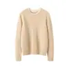 Suéter pulôver feminino de cashmere trançado, gola redonda, outono e inverno, soltinho, versátil, afina a silhueta, manga longa, design simples