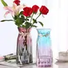 Jarrón grande de vidrio grueso y transparente, nuevo, con adornos hidropónicos de bambú, flores secas de lirio, jarrón de cerámica.