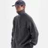 Suéter Grueso de Alto Nivel con Media Cremallera y Cuello Alto para Hombre, Estilo Perezoso Retro de Otoño e Invierno, Suéter de Punto Holgado