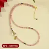 Atacado Cristal Natural Cristal Morango Pulseira e Colar de Três Círculos, Estilo de Uso Dupla Face, Corrente Moderna e Exquisita, Design Compacto para Mulheres
