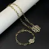 Conjunto de Pulseira e Colar Flor de Lis Camélia Zircônia Micro-Pavimentado Estilo Europeu e Americano Luxo Leve Venda Quente Transfronteiriça