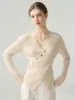 Suéter de Cachemir Europeo y Americano Otoño/Invierno Nuevo para Mujer con Cuello Cruzado, Manga Larga, Corte Ajustado, Favorecedor, Base Irregular