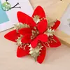 Decoraciones Navideñas Baihuagou Flor de Pascua Flor Artificial Adornos Colgantes para Árbol de Navidad Suministros para Decoración Festiva
