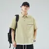 Camisa Polo de Seda Helada de Verano Manga Corta para Hombre Delgada Camisa de Trabajo para Hombre Falsa de Dos Piezas Holgada Talla Grande Top de Moda para Hombre