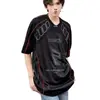Camiseta Tendência Marca Cool Estilo de Rua para Homens e Mulheres, Manga Curta Americana High Street Secagem Rápida Respirável Funcional Esportiva Patchwork Camiseta de Corrida