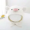 Gorro de peluche para bebé con protección para las orejas para otoño e invierno, lindo diseño de cerdo de dibujos animados para niño pequeño, gorro cálido de forro polar coral para bebé