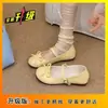 Zapatos Planos Mary Jane con Lazo Estilo Dulce 2026 Zapatos Planos de Verano con Correa Única, Versátiles con Faldas, Zapatos de Piel Suave
